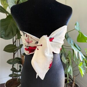 Zaful Floral Scarf Top - Red and Cream